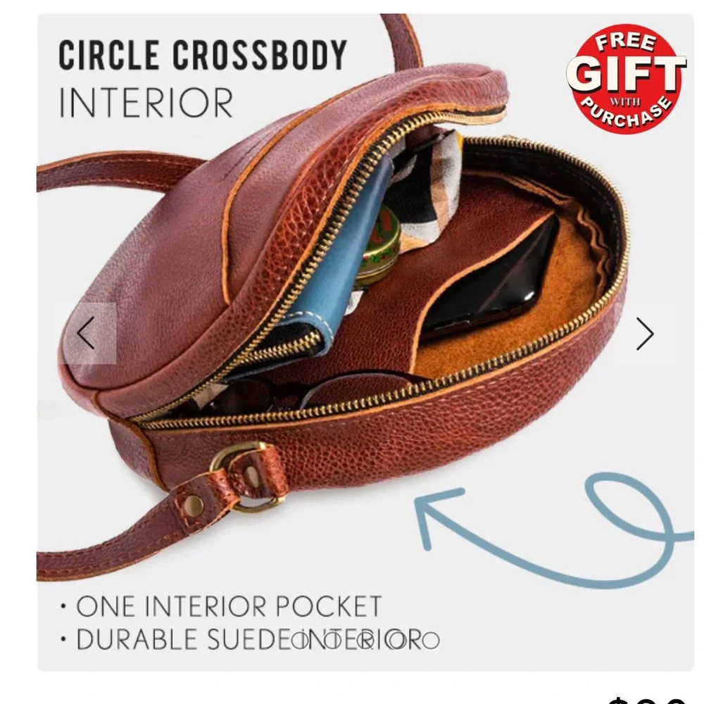 Portland Leather Round Crossbody in Deep Blue - Picture 6 of 7